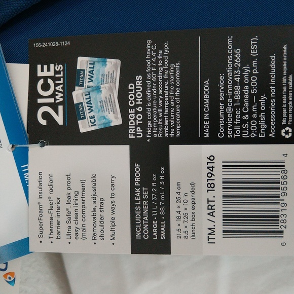 Titan By Arctic Zone Expandable Lunch Box W/ 2 Ice walls And Container Set - Picture 9 of 10